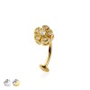 MULTI CZ FLOWER TOP 316L SURGICAL STEEL THREADLESS FLOATING BELLY BUTTON RING